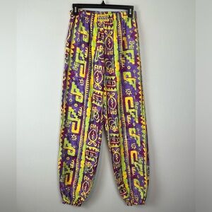 Vintage Rifle America Neon Geometric Print Hammer Time Baggy Pants Joggers 4-6